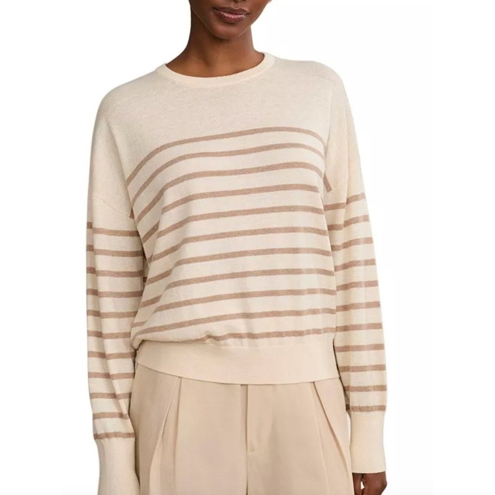 Jenni Kayne Avery Sweater Large NWT Merino Wool Cotton Stripe Knit Quiet Luxury